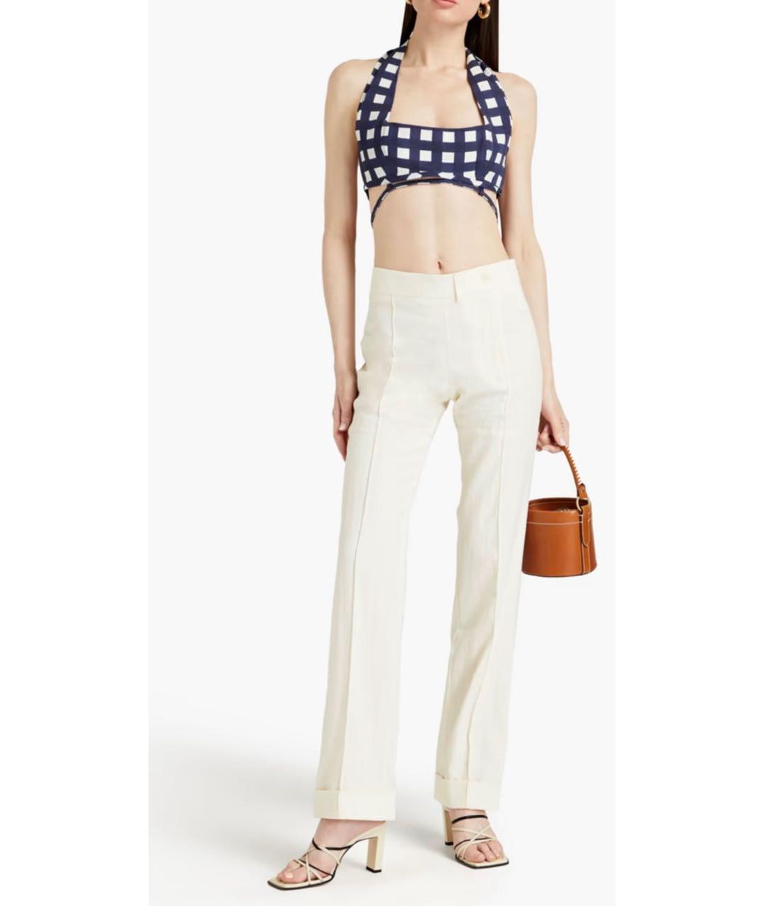JACQUEMUS Бежевые льняные прямые брюки, фото 6
