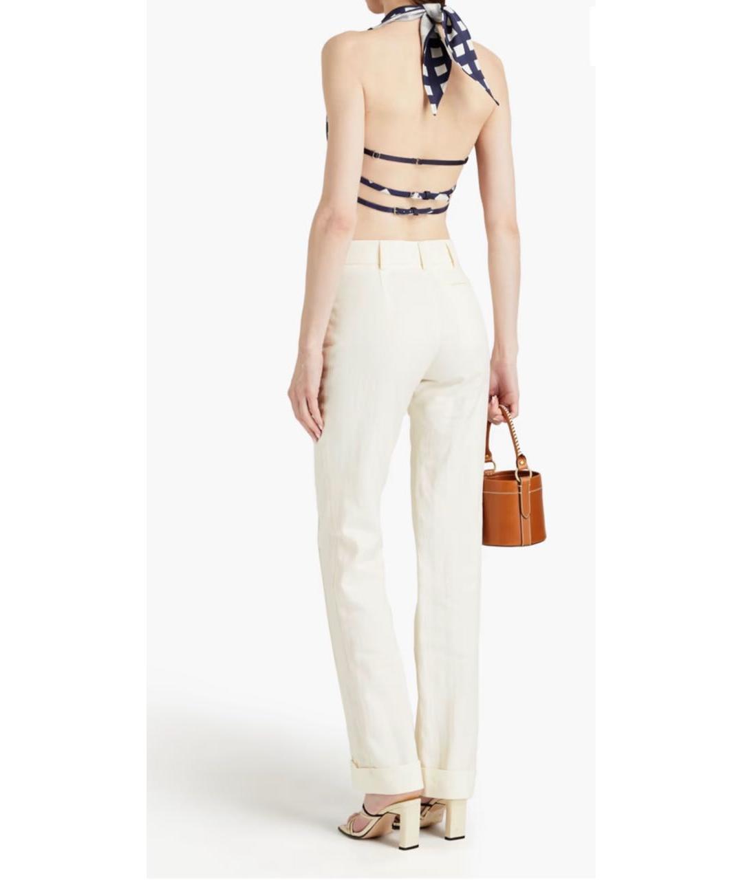 JACQUEMUS Бежевые льняные прямые брюки, фото 7