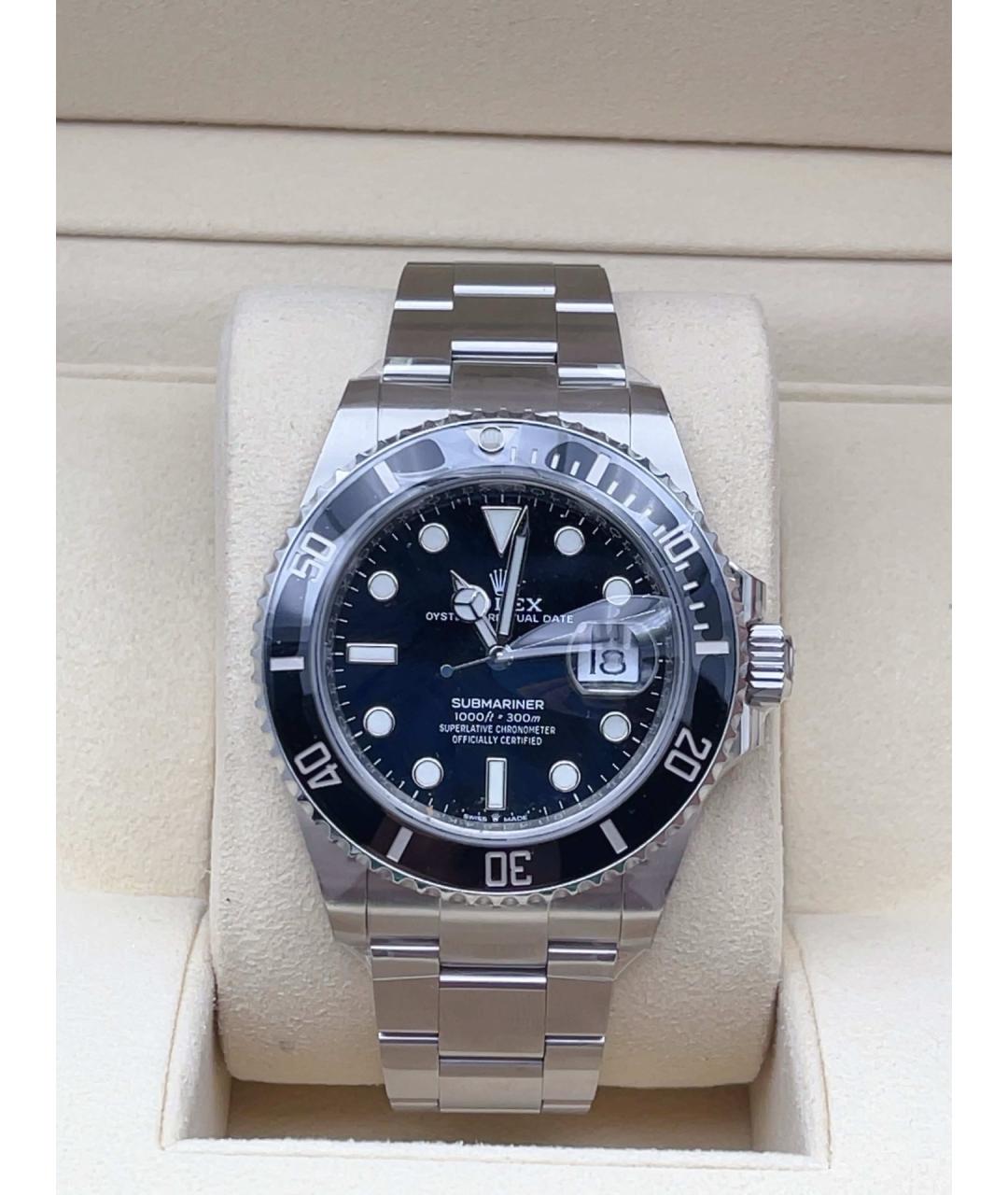 ROLEX Черные металлические часы, фото 4