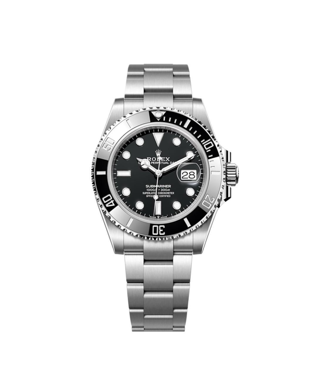 ROLEX Черные металлические часы, фото 1