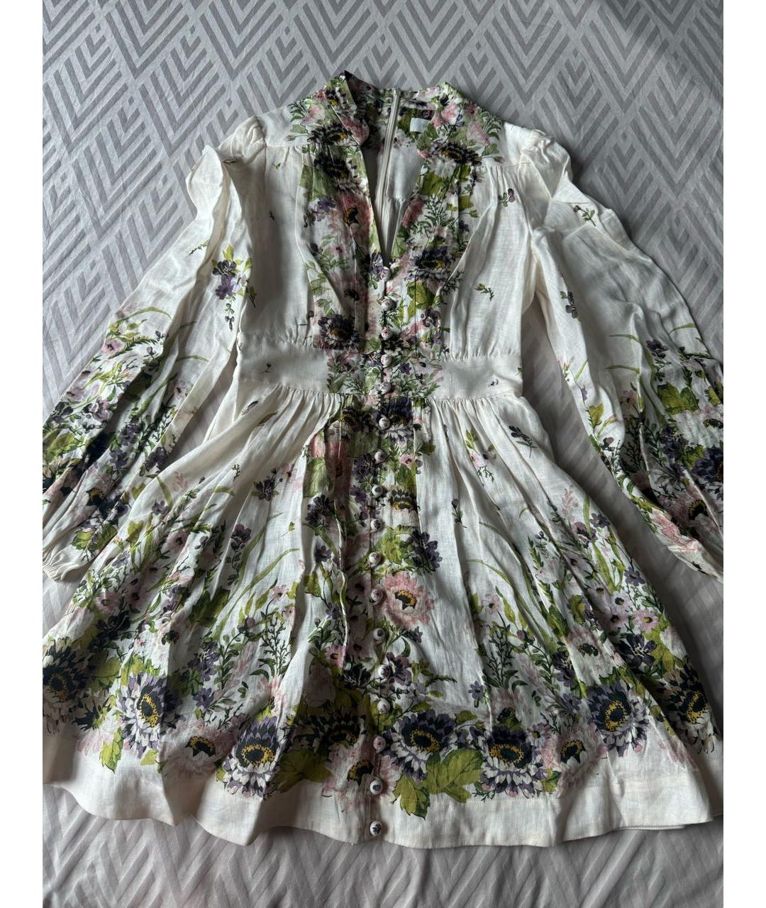 ZIMMERMANN Бежевое льняное повседневное платье, фото 4