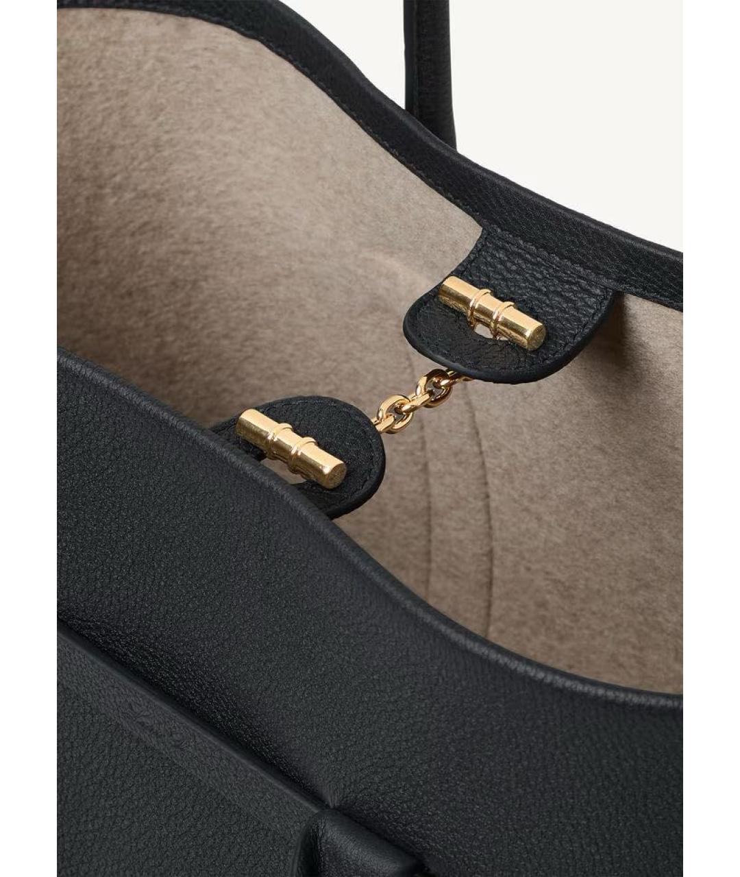 LORO PIANA Черная кожаная сумка тоут, фото 4