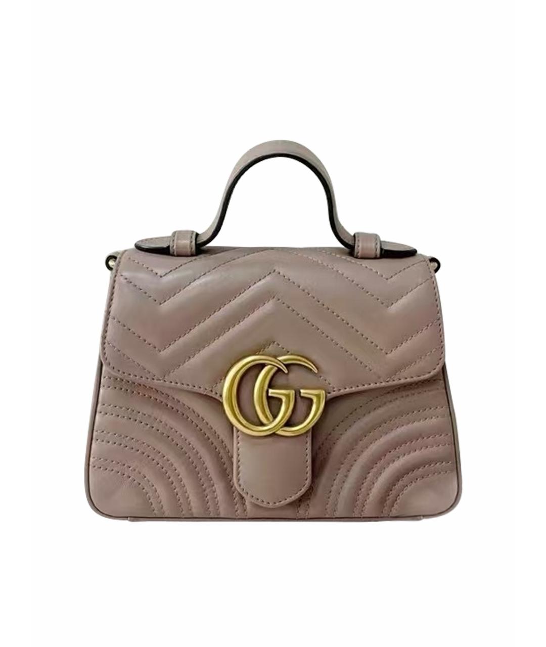 GUCCI Бежевая кожаная сумка с короткими ручками, фото 1