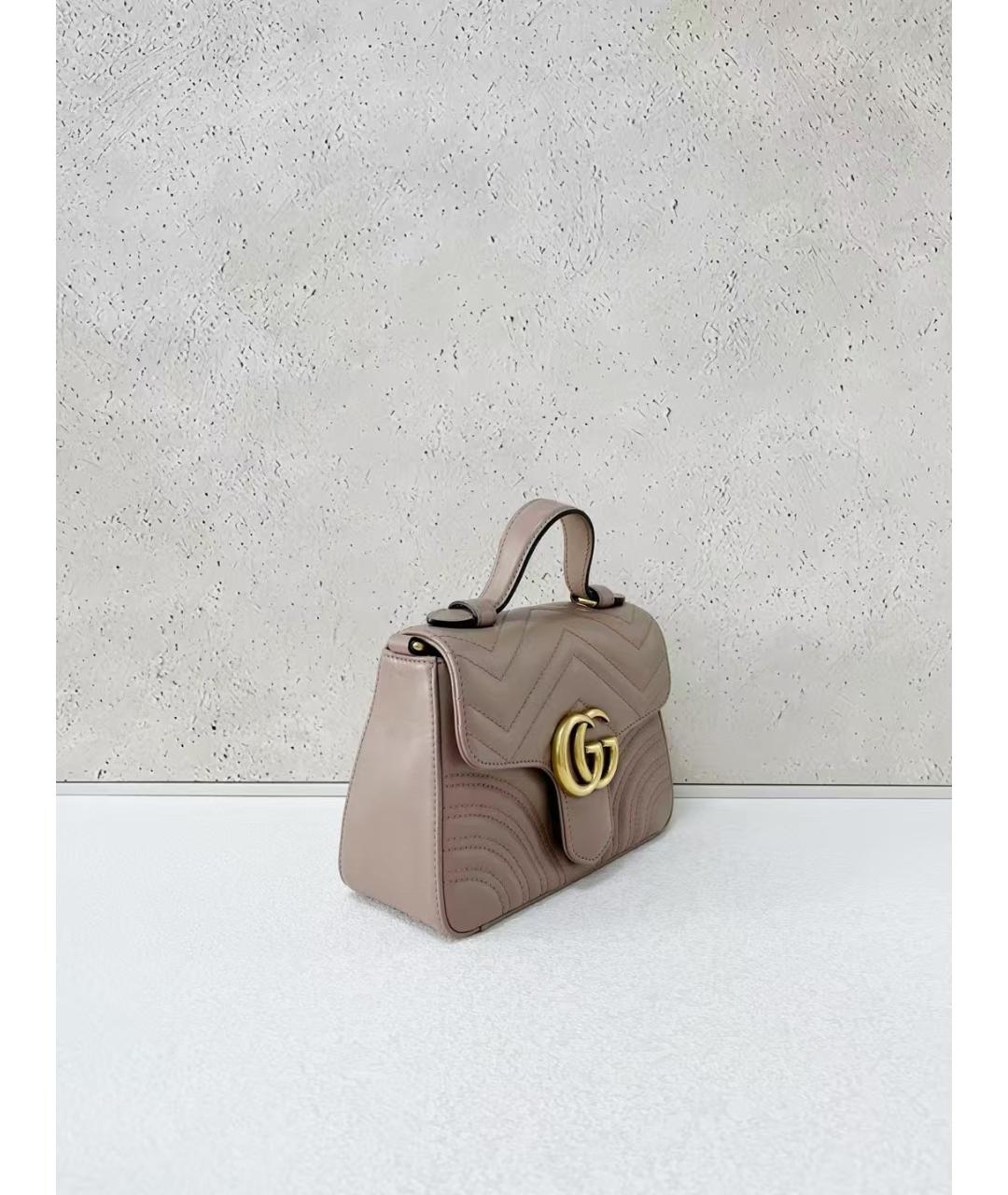 GUCCI Бежевая кожаная сумка с короткими ручками, фото 3
