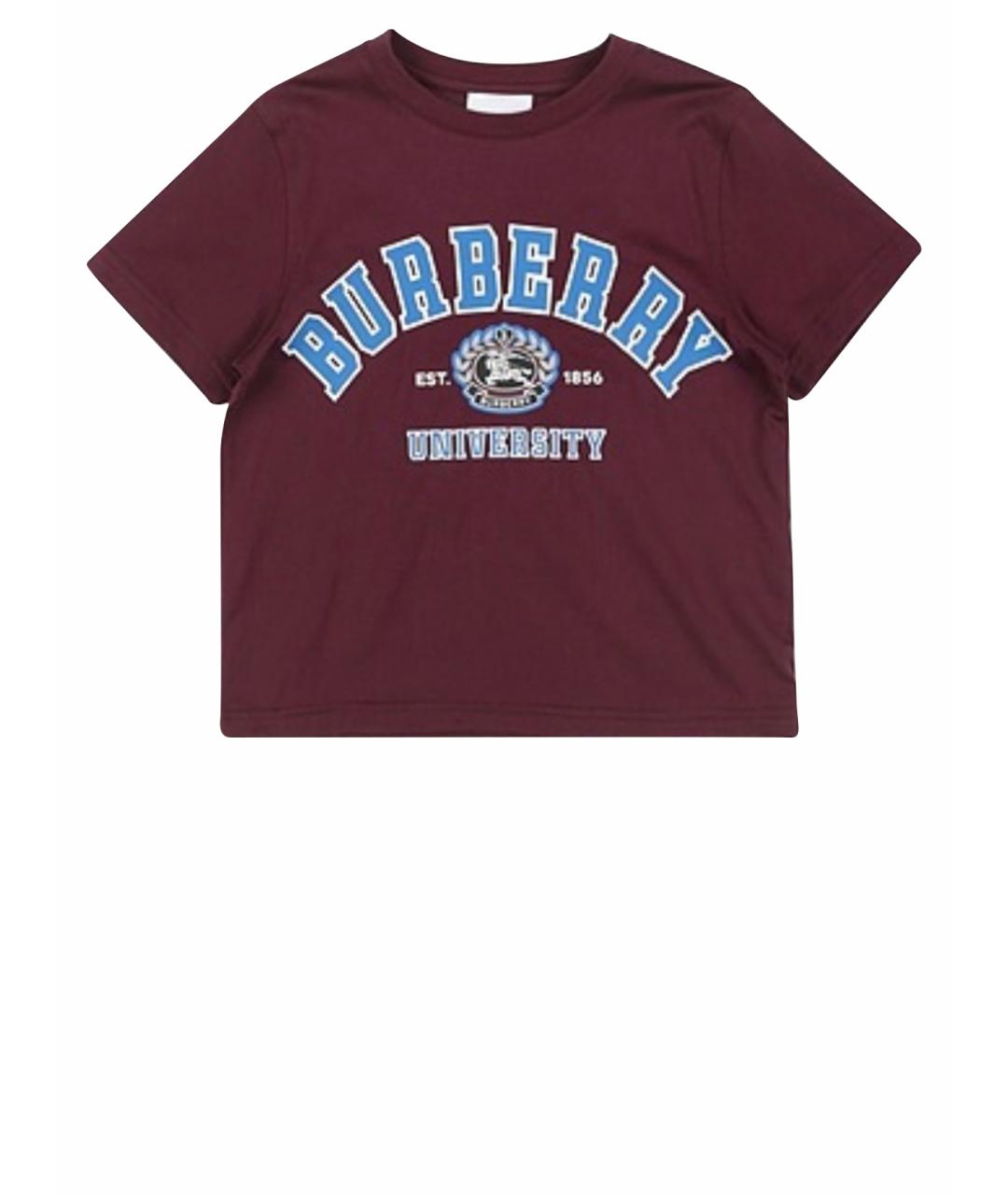 BURBERRY Бордовая хлопковая детская футболка, фото 1