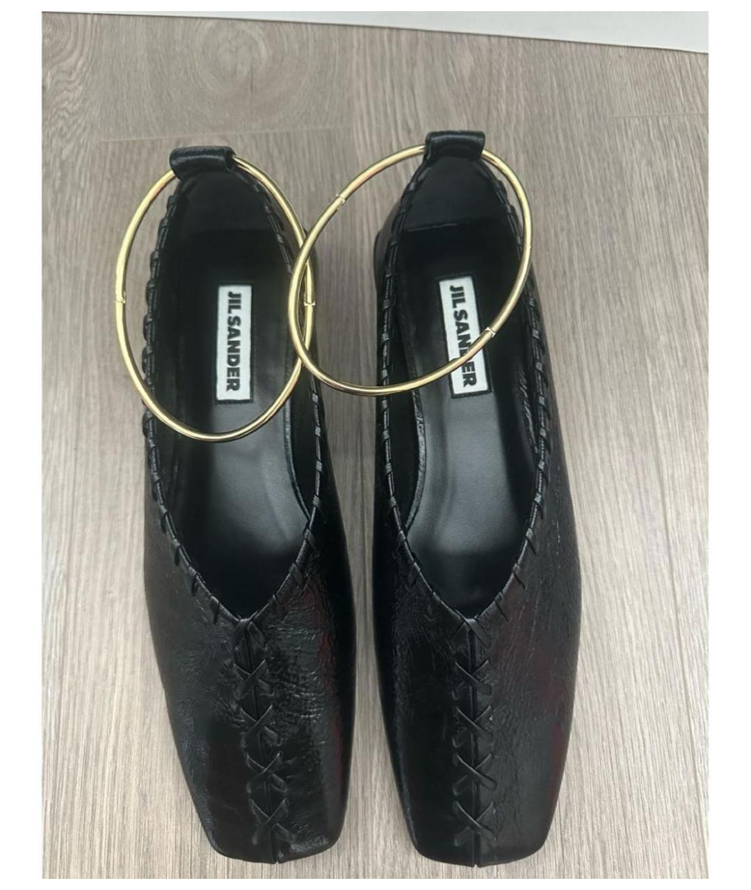 JIL SANDER Черные кожаные балетки, фото 3