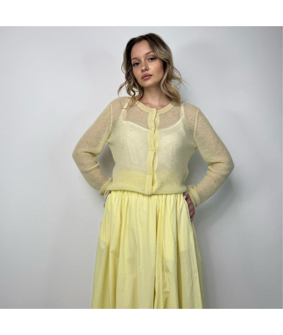 MAX MARA Желтый шерстяной кардиган, фото 8