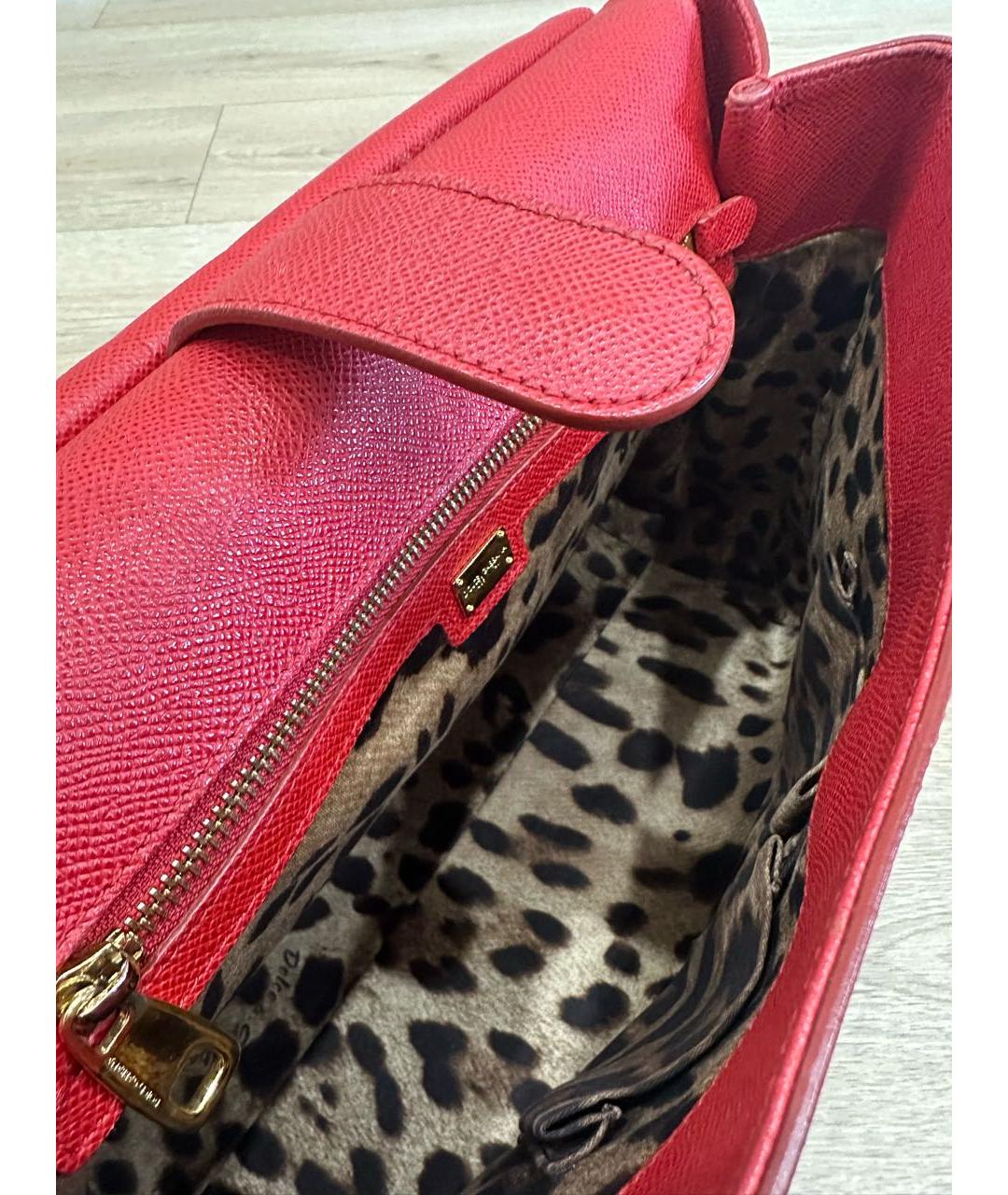 DOLCE&GABBANA Красная кожаная сумка с короткими ручками, фото 4