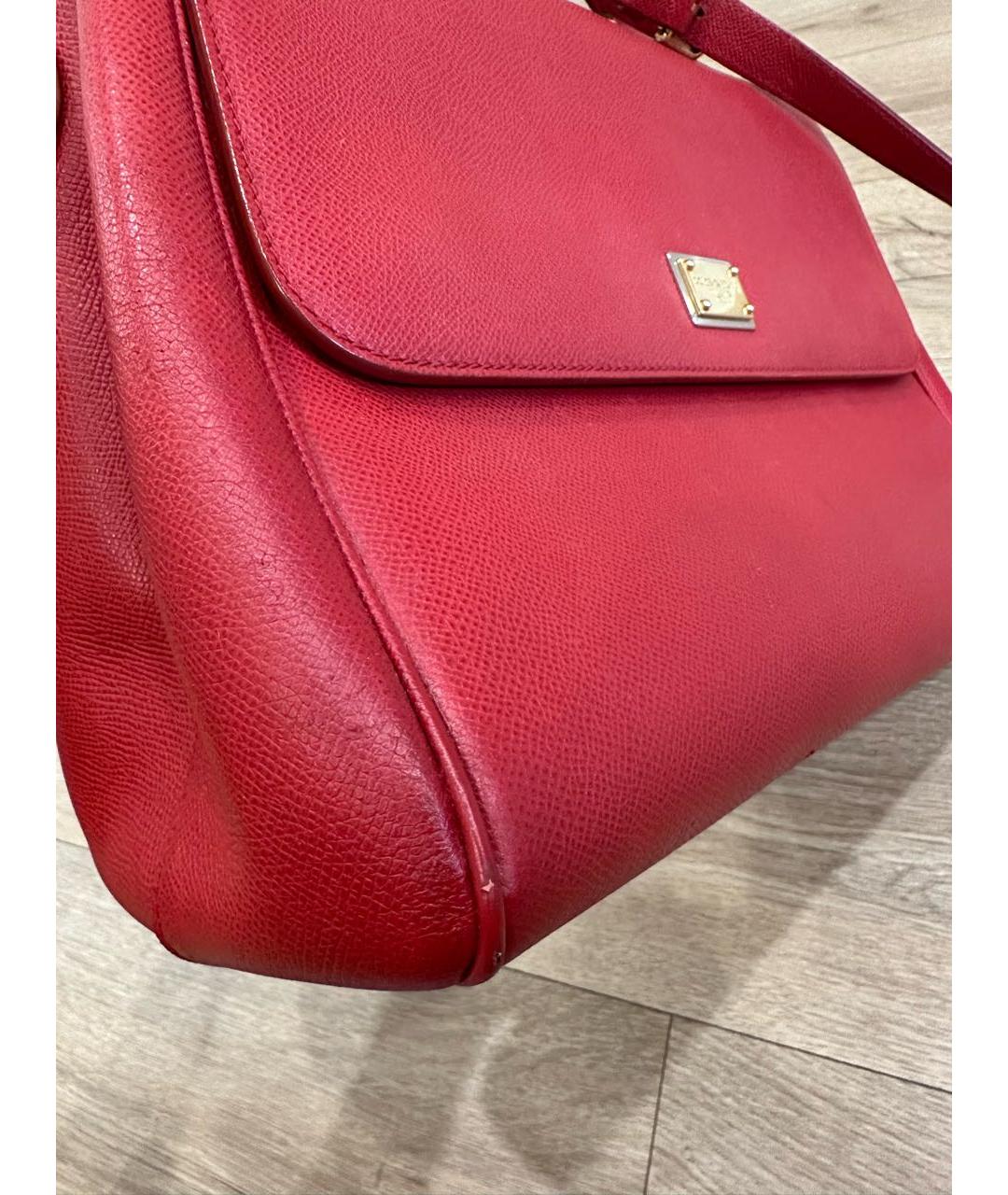 DOLCE&GABBANA Красная кожаная сумка с короткими ручками, фото 6