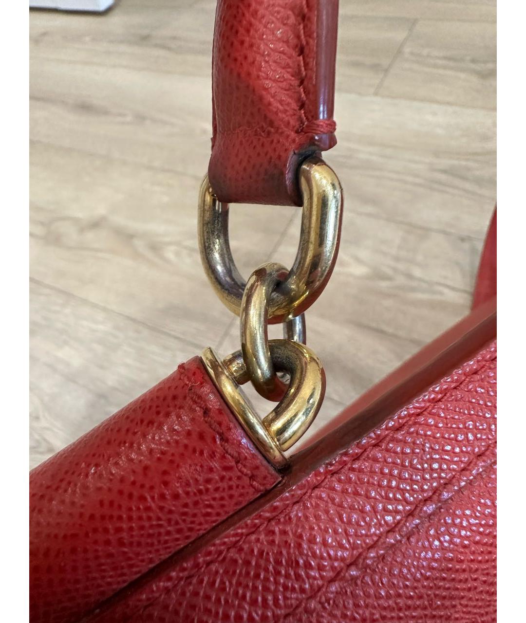 DOLCE&GABBANA Красная кожаная сумка с короткими ручками, фото 8