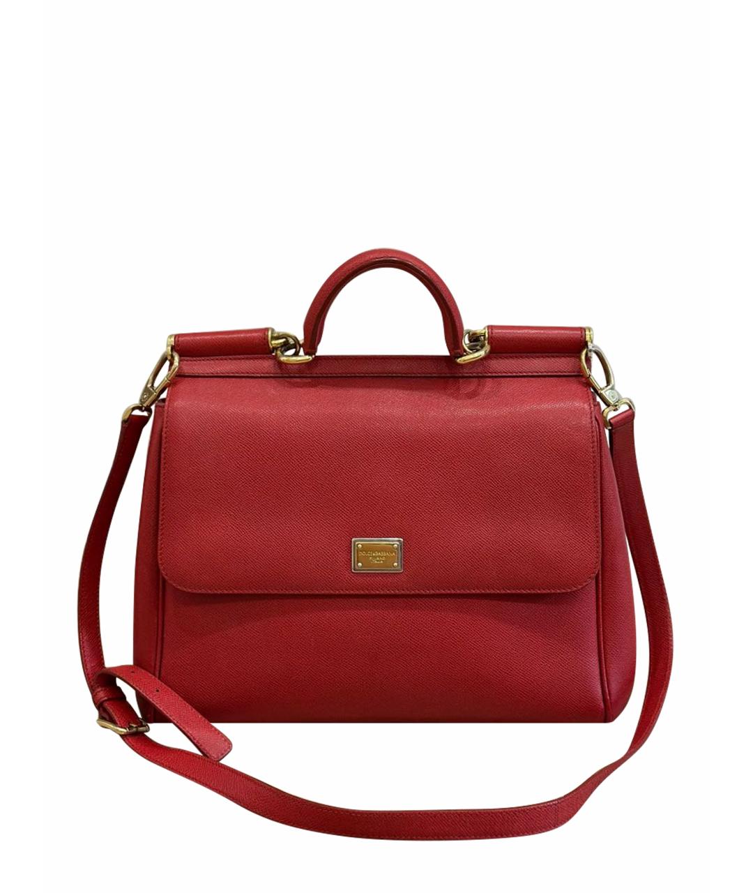 DOLCE&GABBANA Красная кожаная сумка с короткими ручками, фото 1
