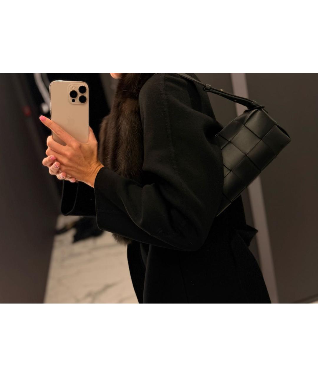 BOTTEGA VENETA Черная кожаная сумка через плечо, фото 6