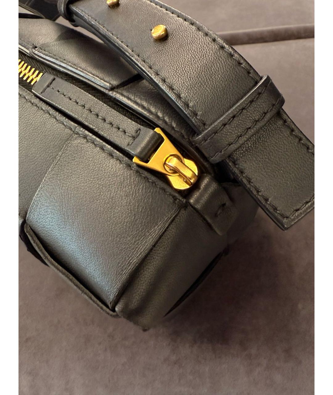 BOTTEGA VENETA Черная кожаная сумка через плечо, фото 2