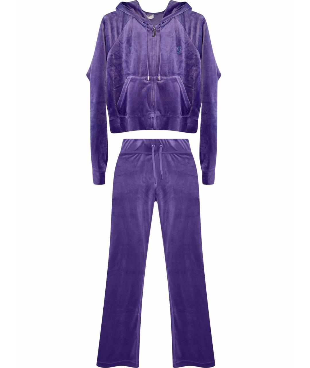 JUICY COUTURE Фиолетовый велюровый костюм с брюками, фото 1