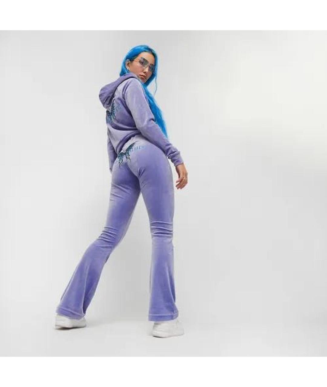 JUICY COUTURE Фиолетовый велюровый костюм с брюками, фото 8