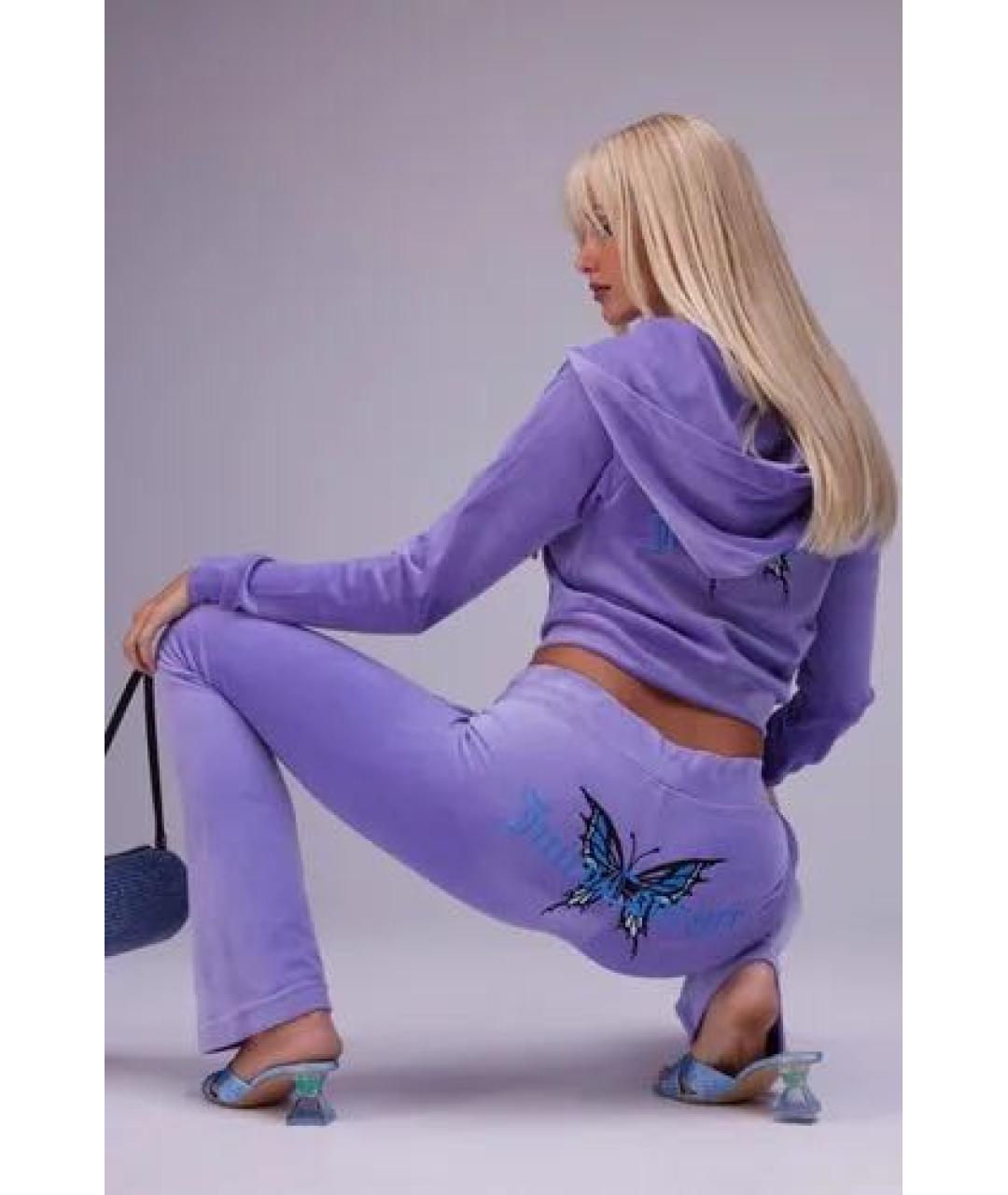 JUICY COUTURE Фиолетовый велюровый костюм с брюками, фото 6