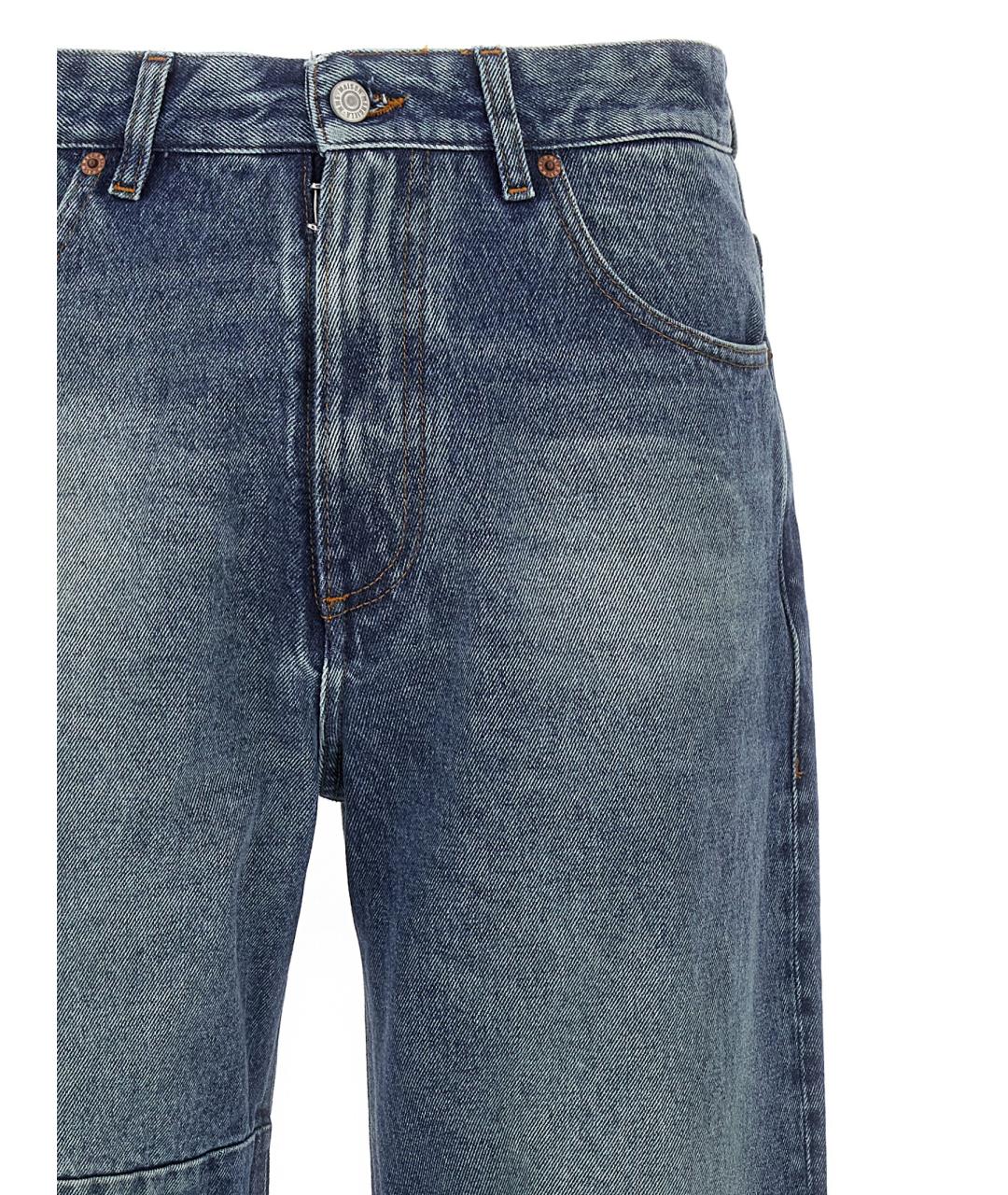 MM6 MAISON MARGIELA Синие хлопковые прямые джинсы, фото 3