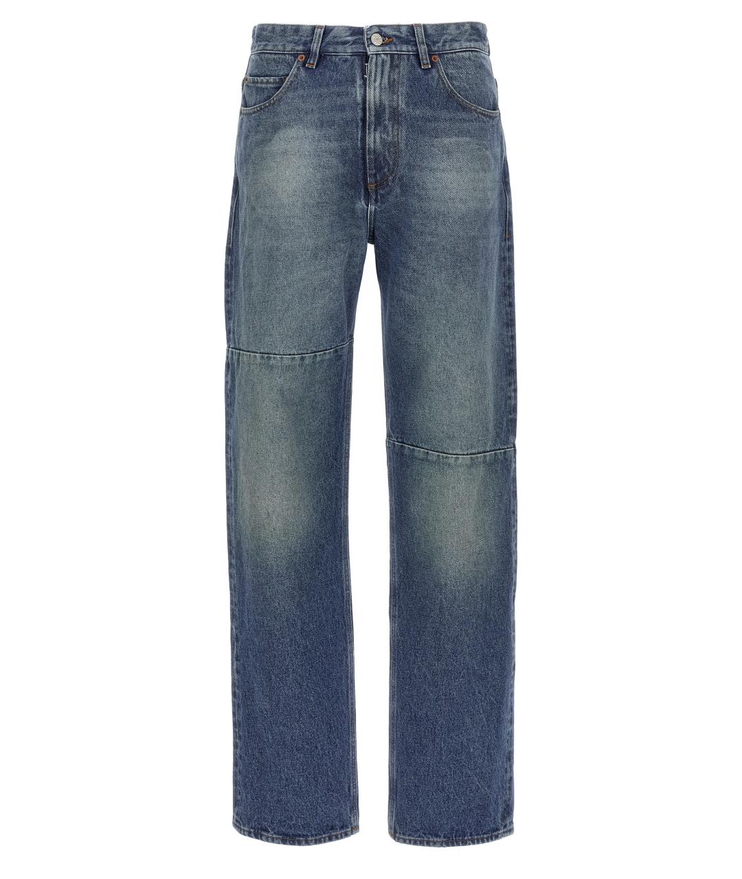 MM6 MAISON MARGIELA Синие хлопковые прямые джинсы, фото 1