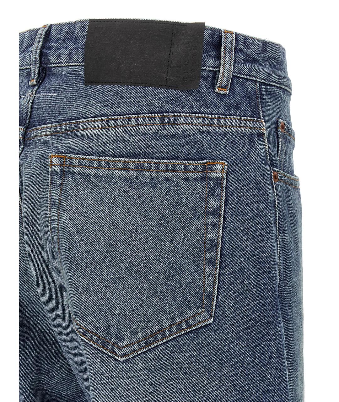 MM6 MAISON MARGIELA Синие хлопковые прямые джинсы, фото 4