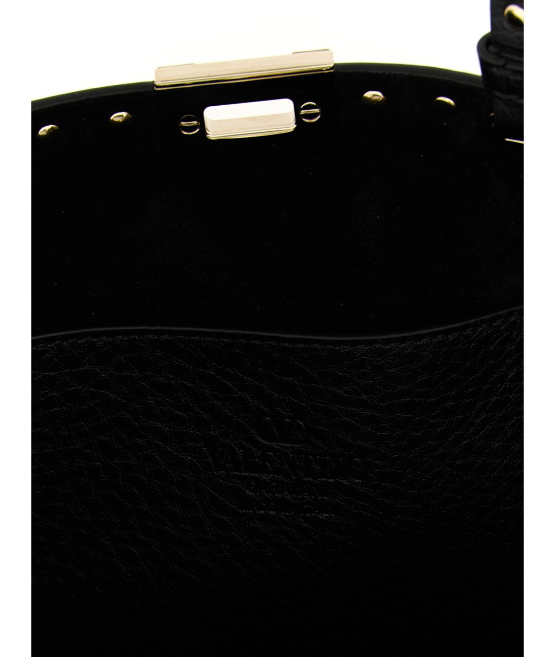 VALENTINO Черная кожаная сумка тоут, фото 4