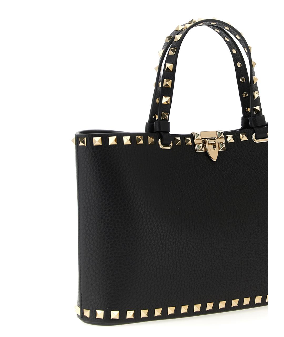 VALENTINO Черная кожаная сумка тоут, фото 3