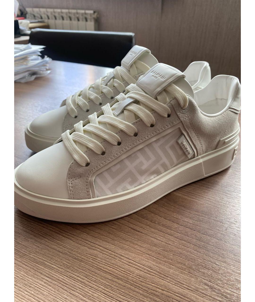 BALMAIN Серые кожаные кеды, фото 3