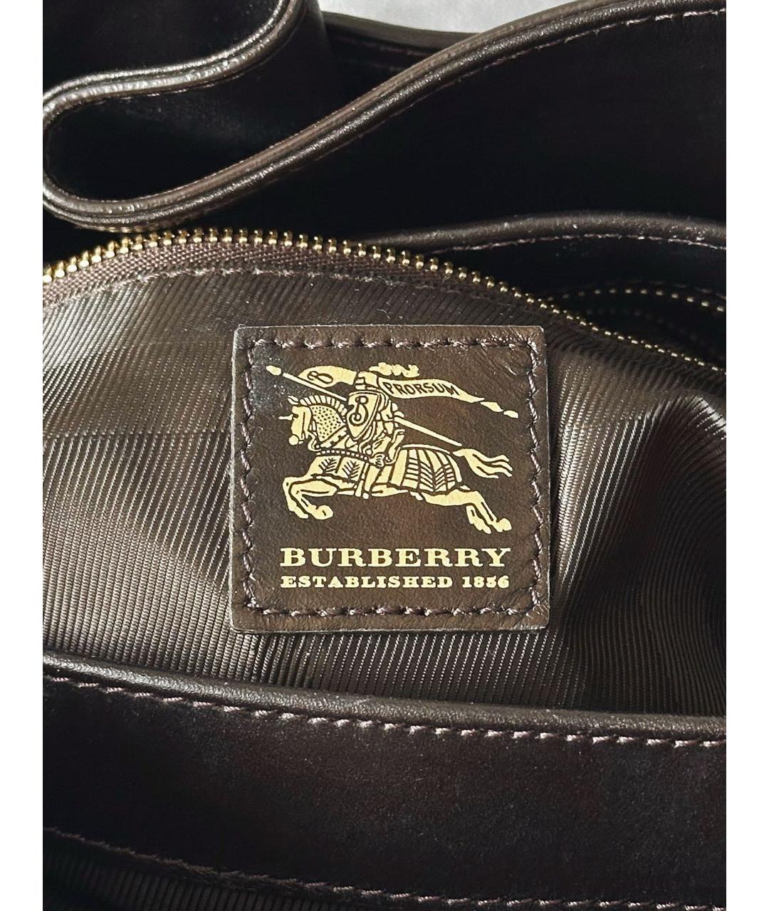 BURBERRY Коричневая кожаная сумка с короткими ручками, фото 8