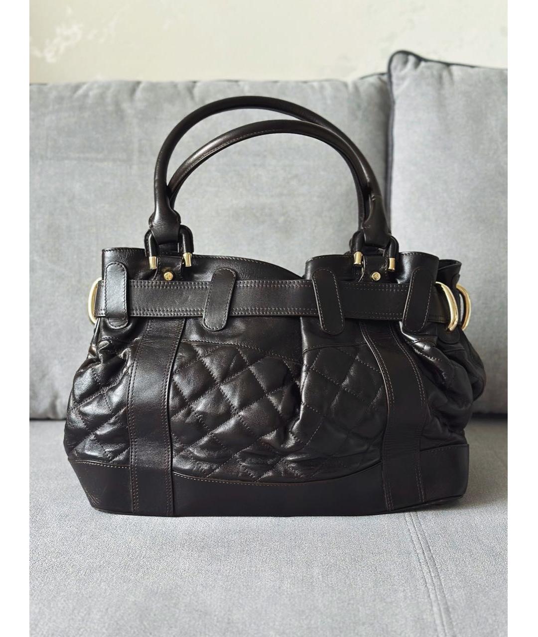 BURBERRY Коричневая кожаная сумка с короткими ручками, фото 4