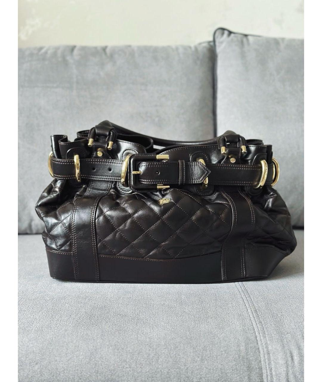 BURBERRY Коричневая кожаная сумка с короткими ручками, фото 3