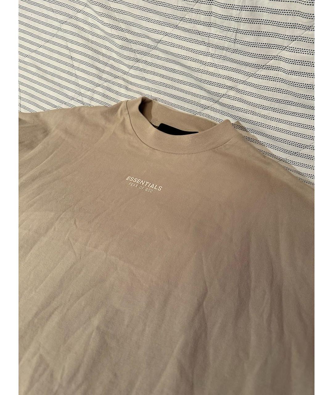 FEAR OF GOD ESSENTIALS Бежевая хлопковая футболка, фото 2