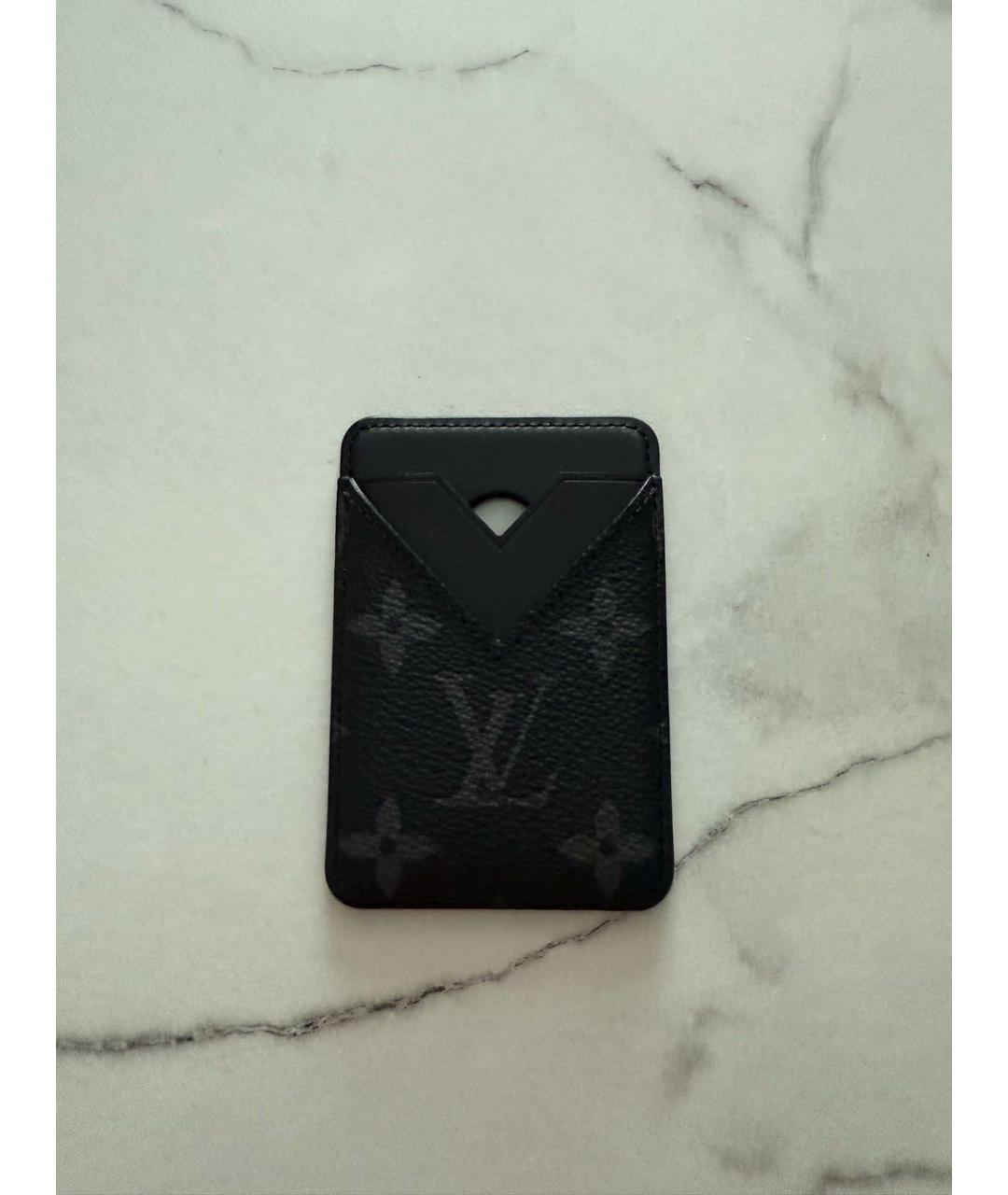 LOUIS VUITTON Черный кожаный кардхолдер, фото 4