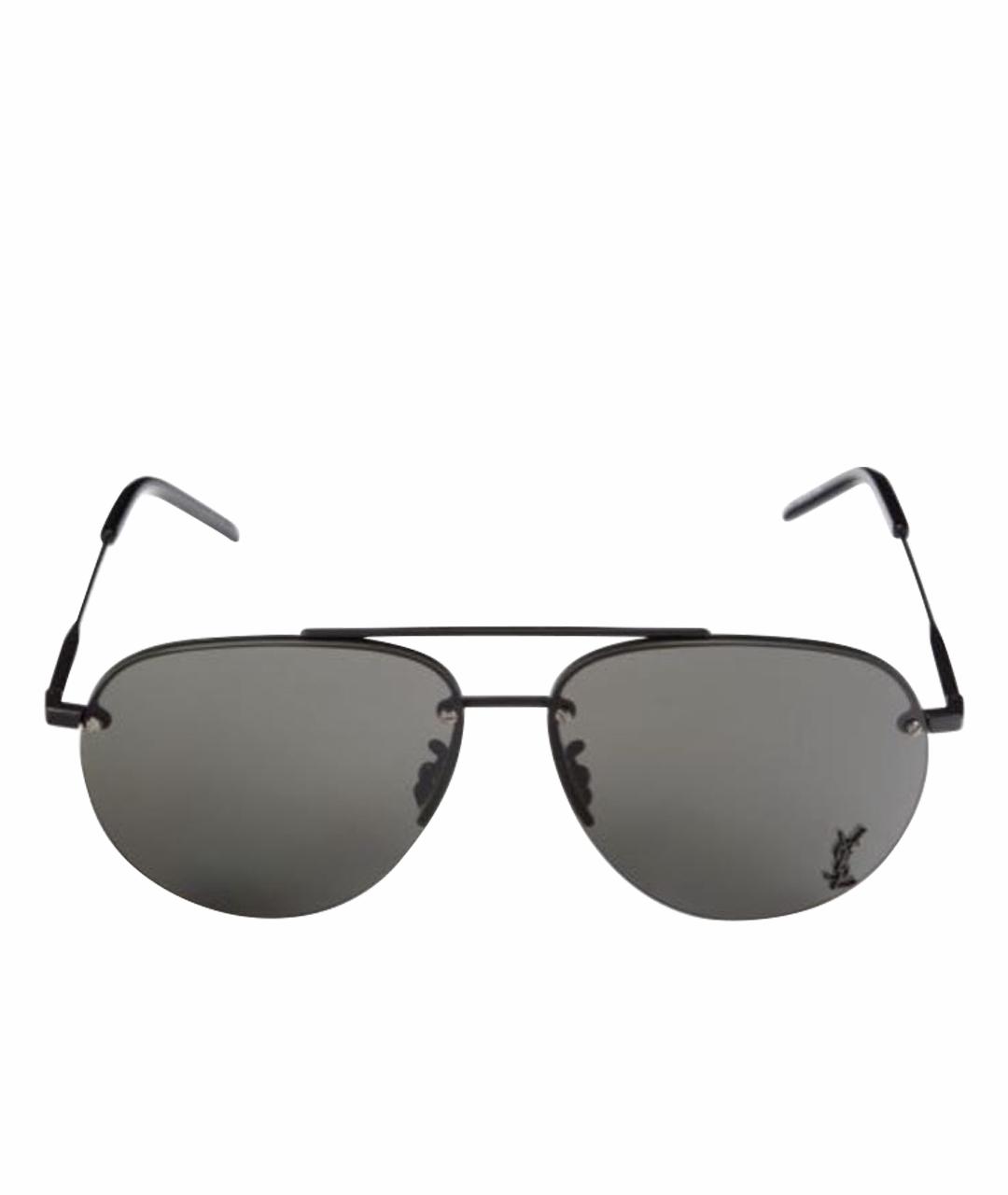 SAINT LAURENT Черные металлические солнцезащитные очки, фото 1