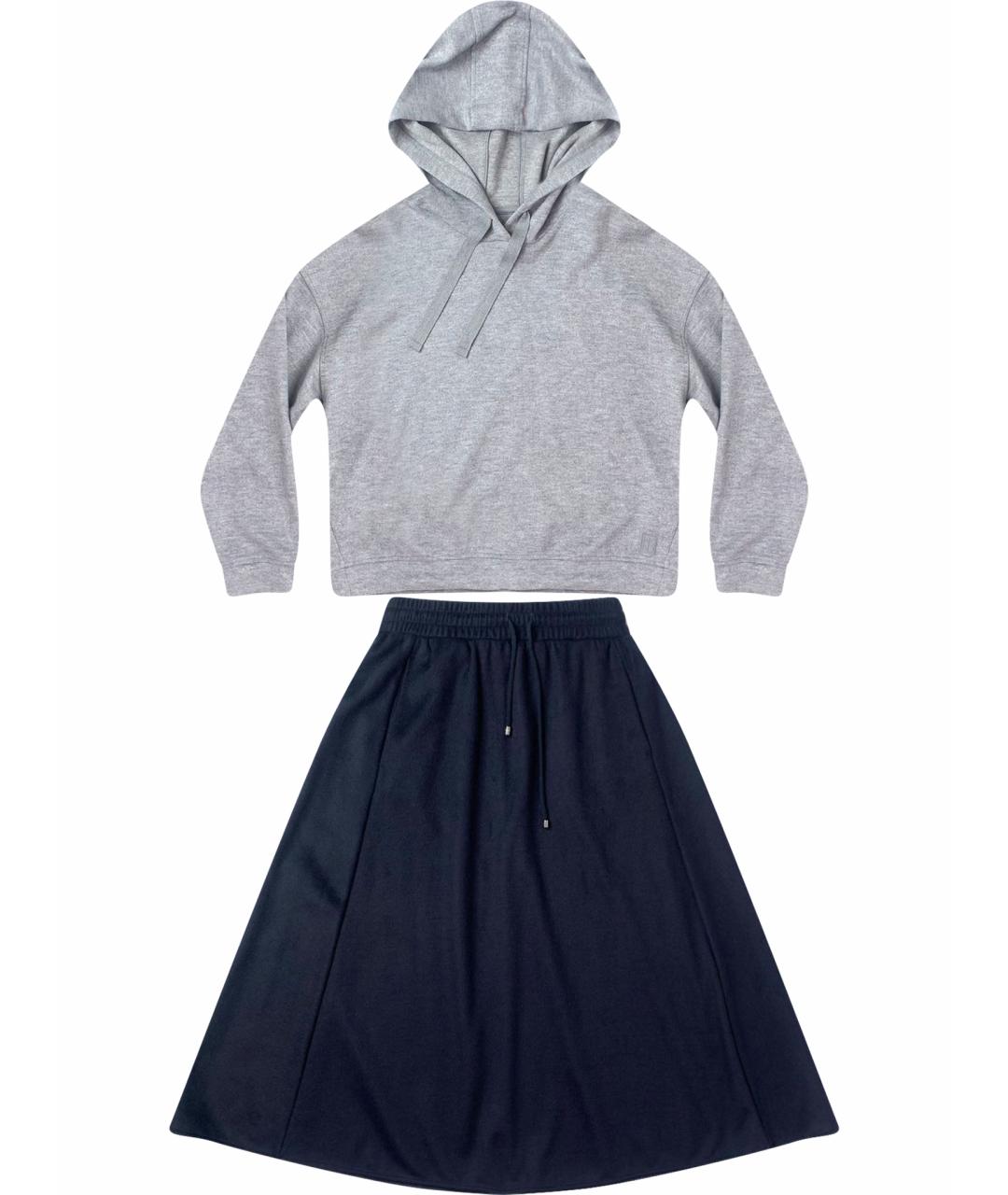 WEEKEND MAX MARA Серый хлопковый костюм с юбками, фото 1
