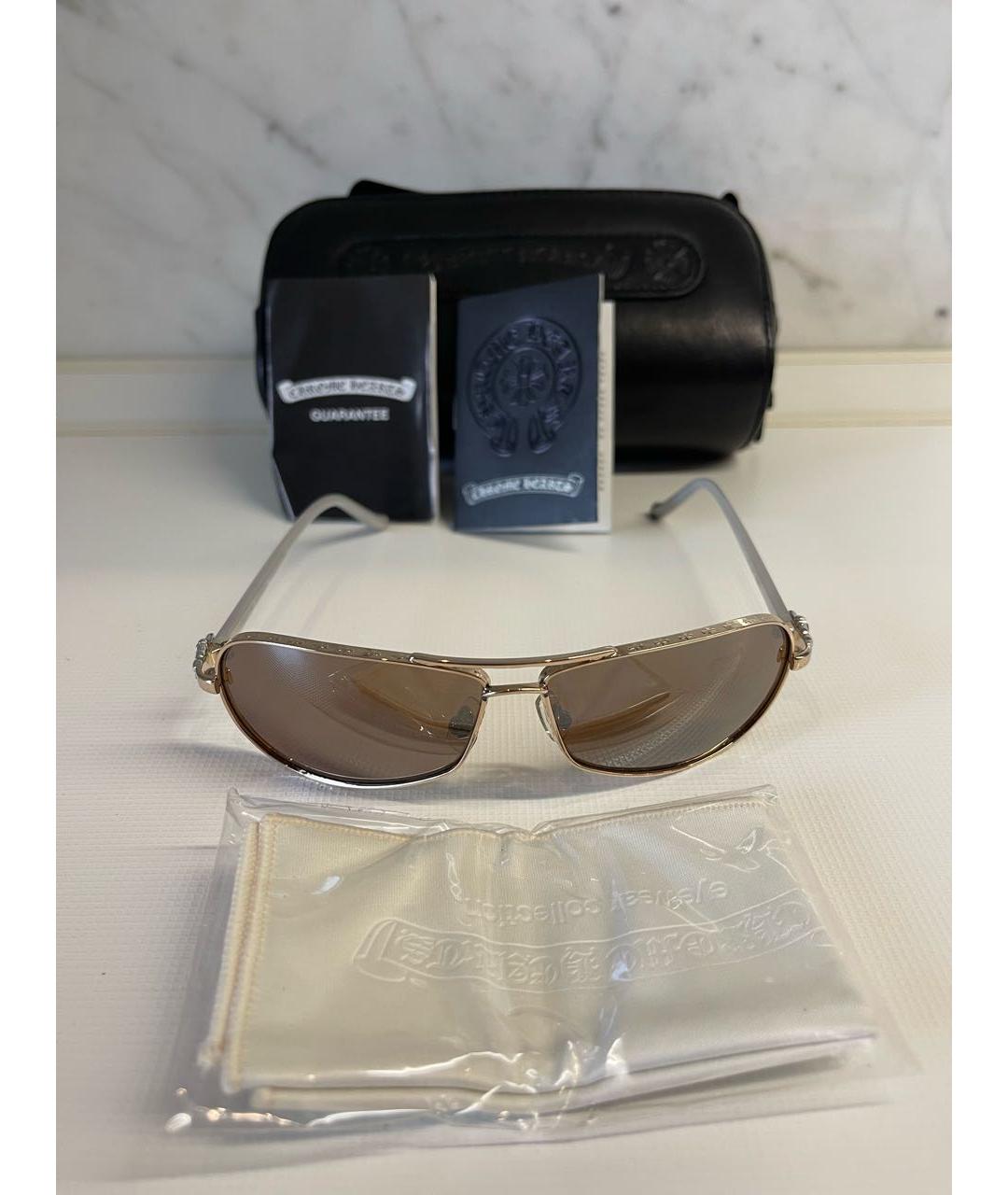 CHROME HEARTS Золотые металлические солнцезащитные очки, фото 6
