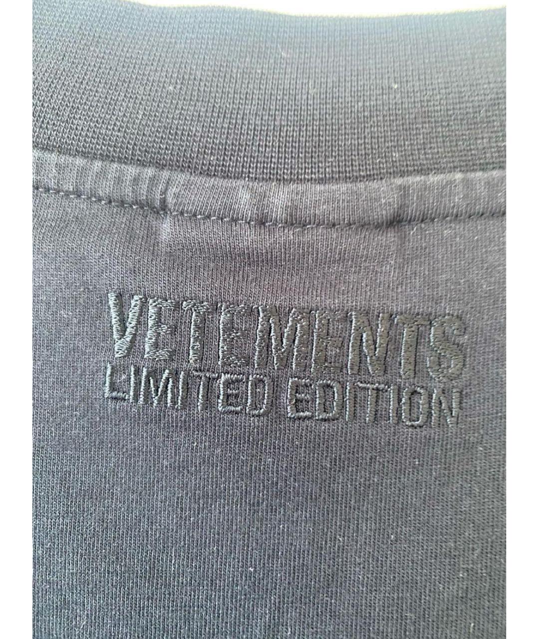 VETEMENTS Черная хлопковая футболка, фото 2