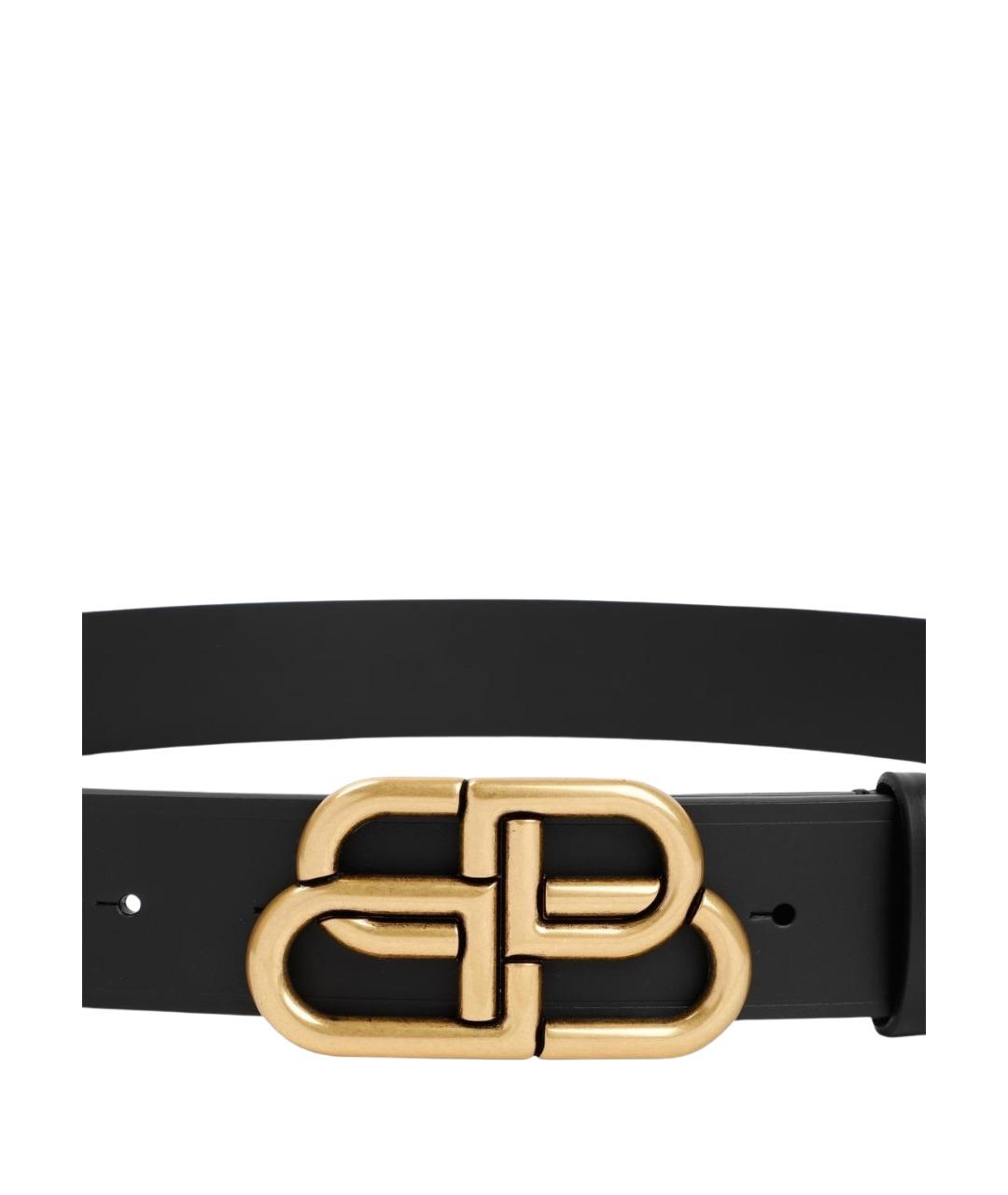 BALENCIAGA Черный кожаный ремень, фото 2