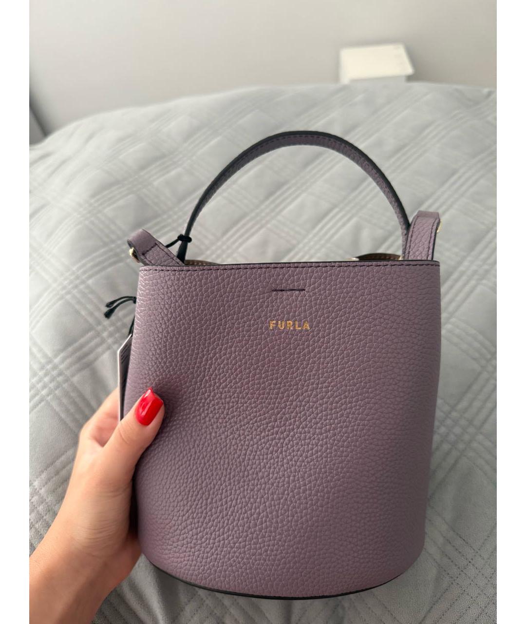 FURLA Фиолетовая кожаная сумка с короткими ручками, фото 3