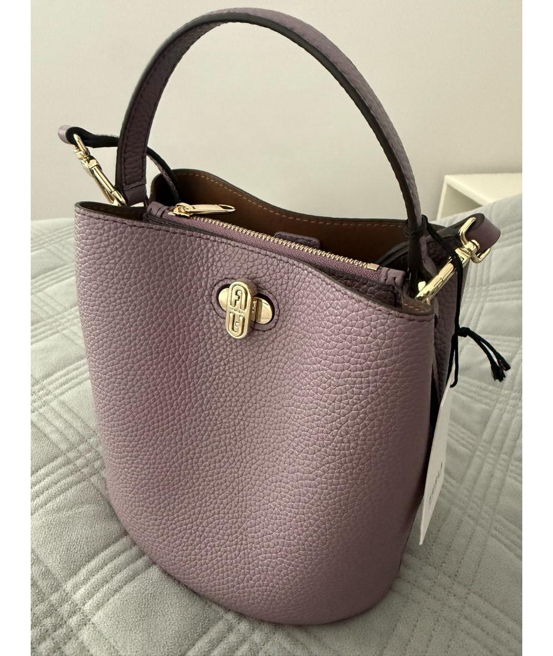 FURLA Фиолетовая кожаная сумка с короткими ручками, фото 4