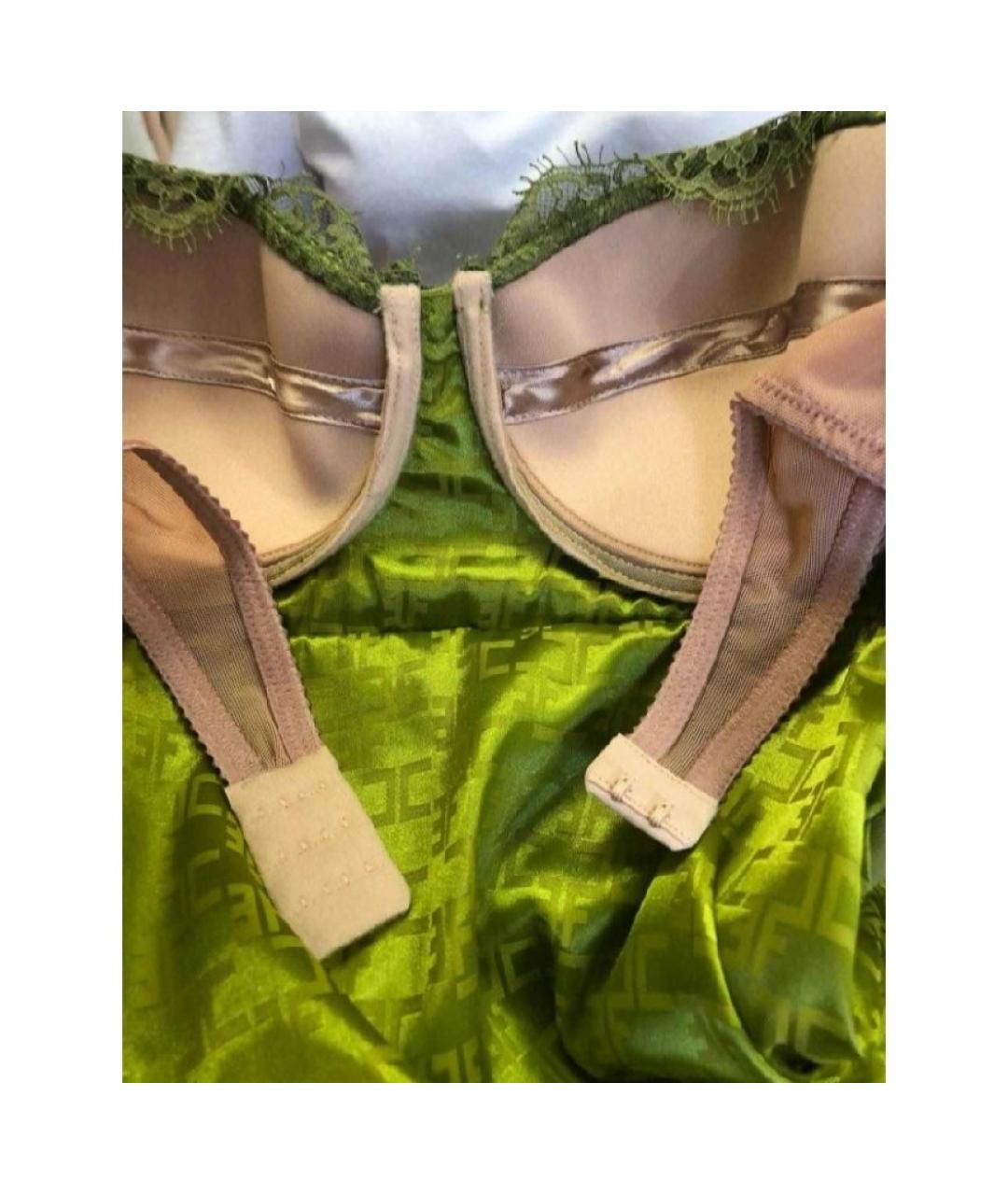 ELISABETTA FRANCHI Зеленые кружевное платье, фото 4