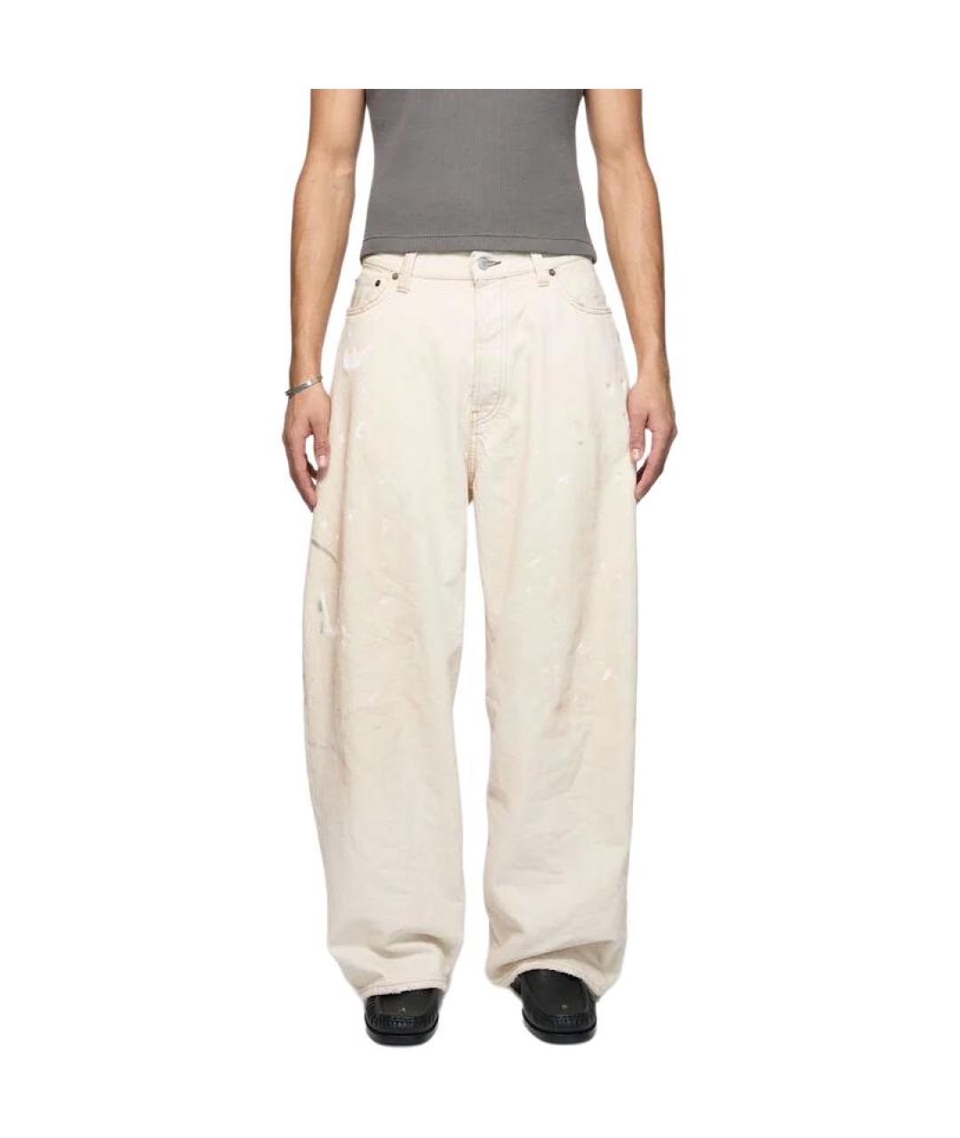 ACNE STUDIOS Белые хлопковые прямые джинсы, фото 4