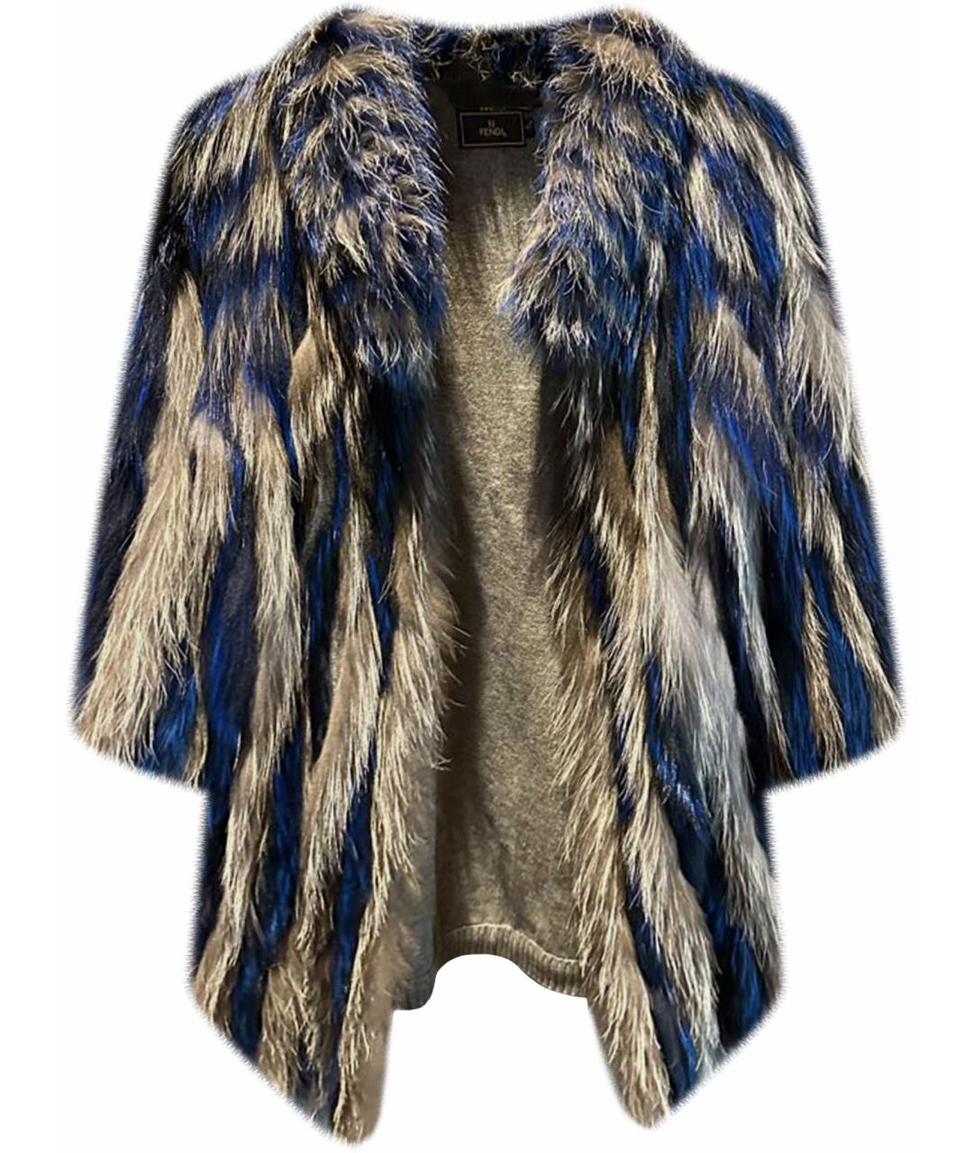 FENDI Темно-синяя кашемировая шуба, фото 1