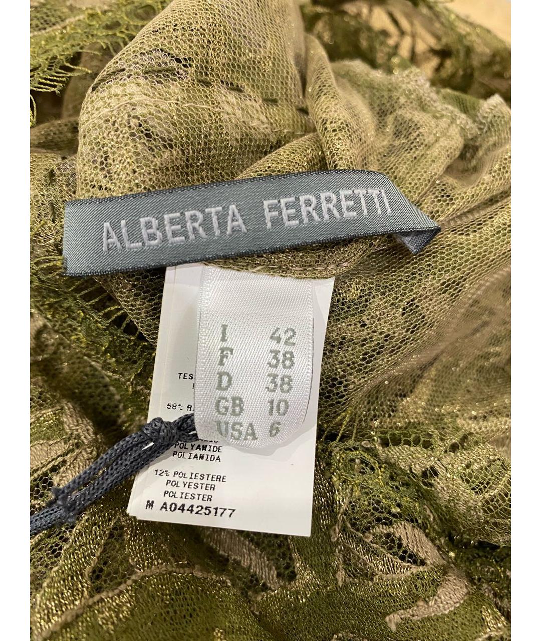 ALBERTA FERRETTI Зеленые шелковое вечернее платье, фото 3