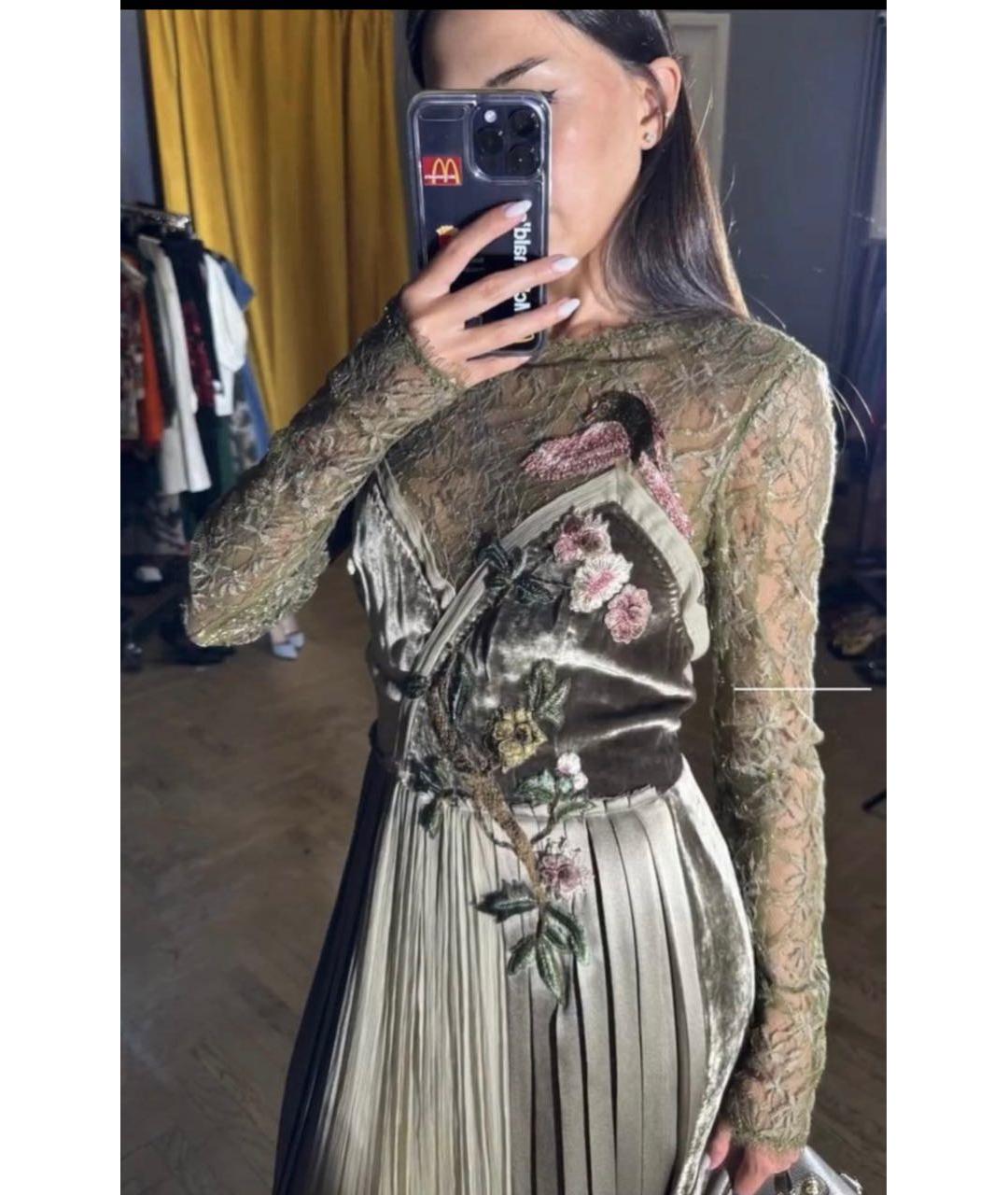 ALBERTA FERRETTI Зеленые шелковое вечернее платье, фото 8