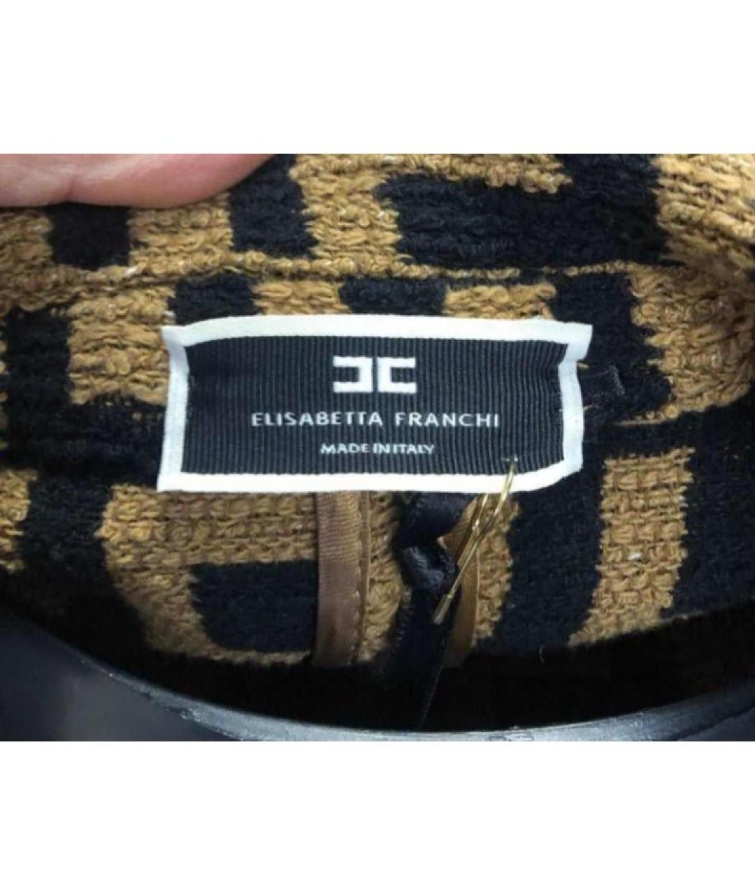 ELISABETTA FRANCHI Коричневое вискозное платье, фото 4