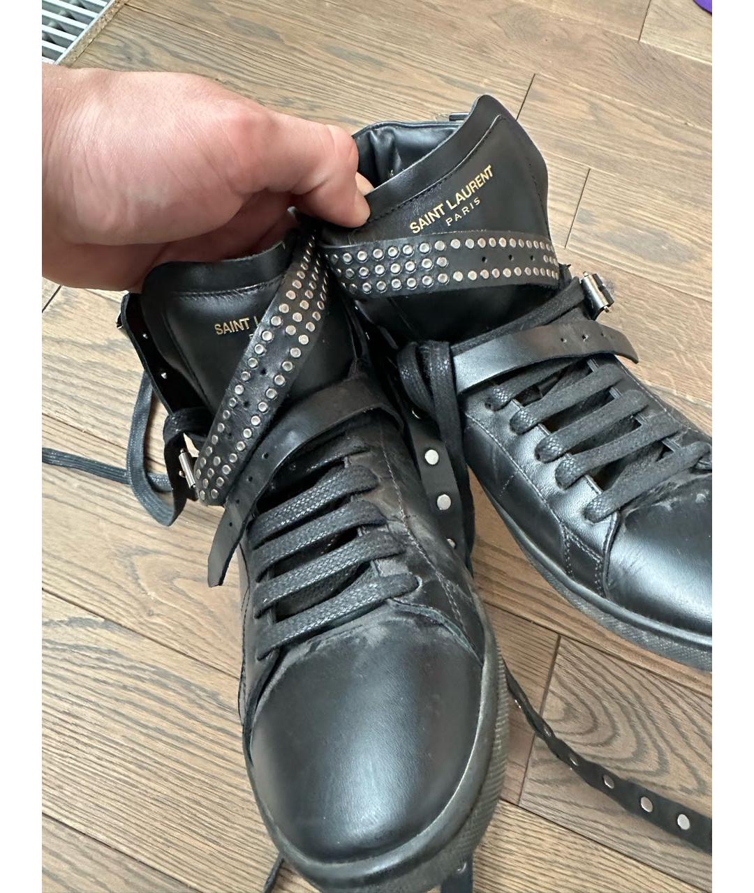 SAINT LAURENT Черные кожаные кеды, фото 4