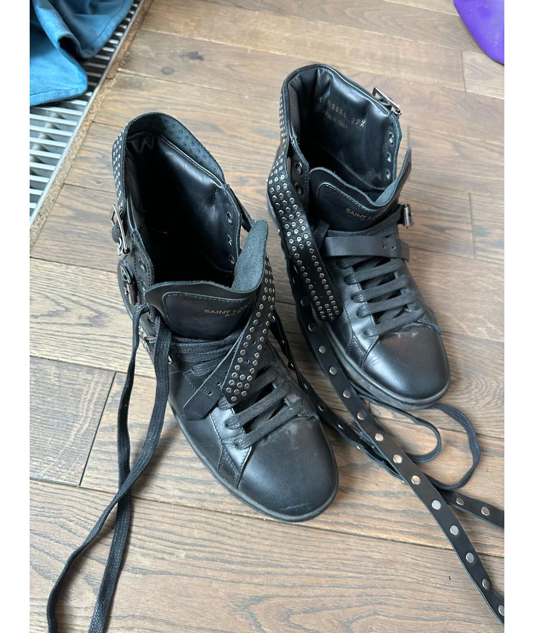 SAINT LAURENT Черные кожаные кеды, фото 2