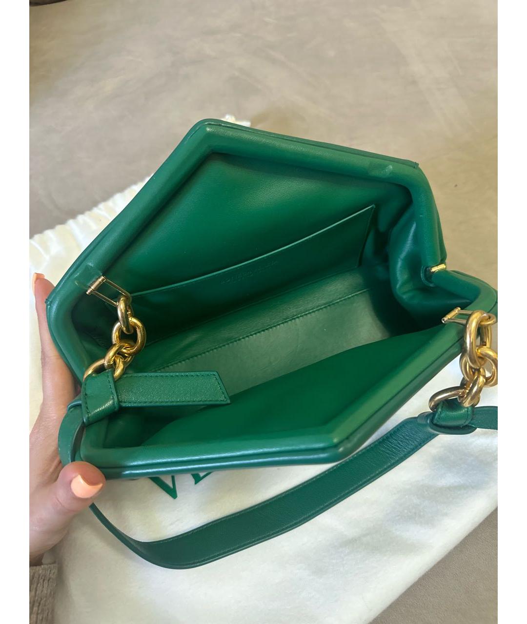 BOTTEGA VENETA Зеленая кожаная сумка с короткими ручками, фото 4
