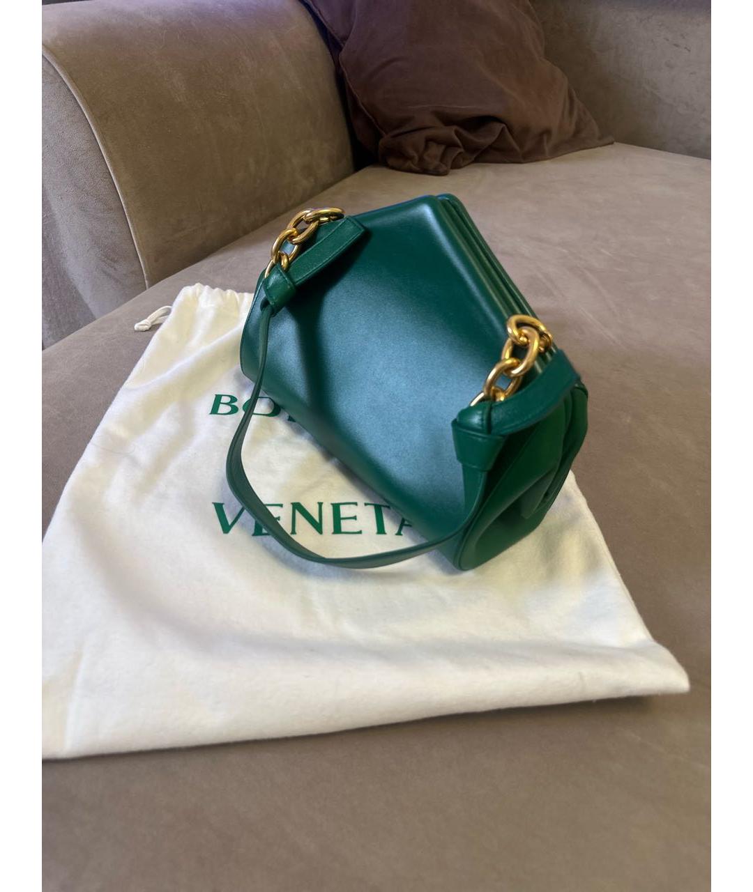 BOTTEGA VENETA Зеленая кожаная сумка с короткими ручками, фото 2