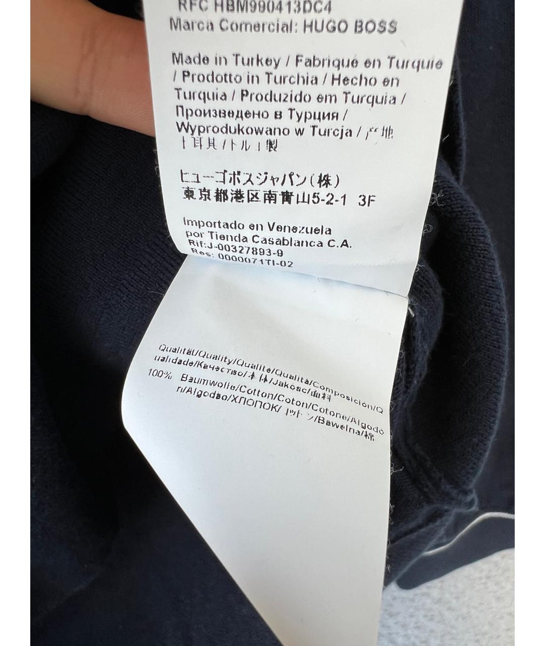 HUGO BOSS Темно-синий хлопковый джемпер / свитер, фото 7