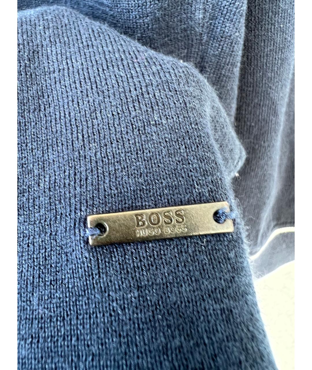 HUGO BOSS Темно-синий хлопковый джемпер / свитер, фото 2